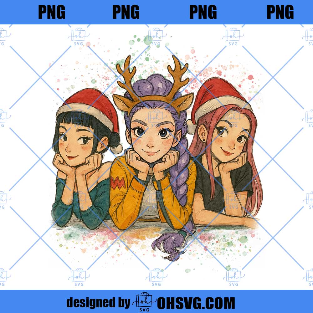 Merry Christmas Huntrix Kpop Girls Band Png, Girls Movie Kpop Png, Christmas Huntrix PNG