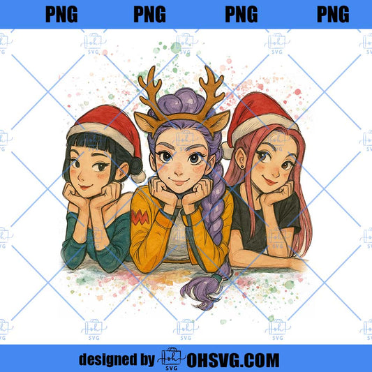 Merry Christmas Huntrix Kpop Girls Band Png, Girls Movie Kpop Png, Christmas Huntrix PNG