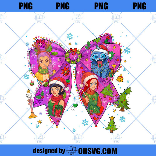 Merry Christmas Kpop Girls Band Bow Png, Kpop Idol Group Png, Girls Movie Kpop Png, Retro Huntrix Christmas Png