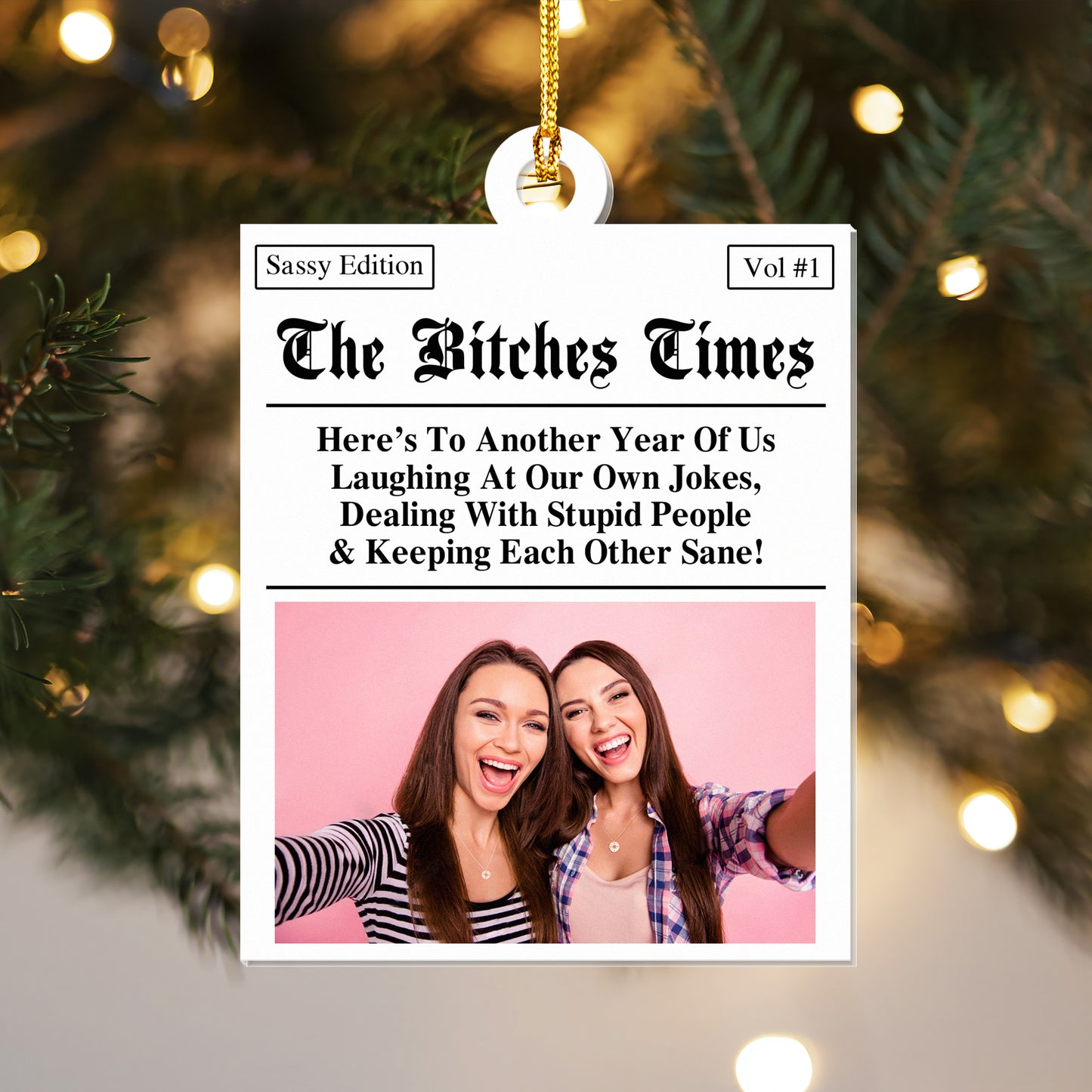 Personalized Friends Ornament, Custom Magazine Cover Funny Keepsake, The Bitches Times Holiday Gift, Best Friend Gift