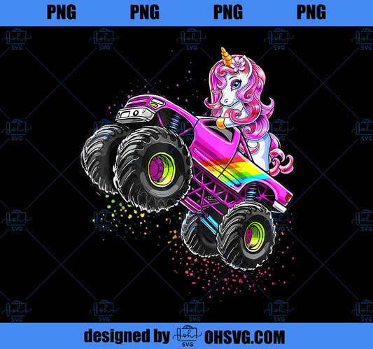 Monster Truck Unicorn Birthday Party Monster Truck Girl PNG, Magic Unicorn PNG, Unicorn PNG