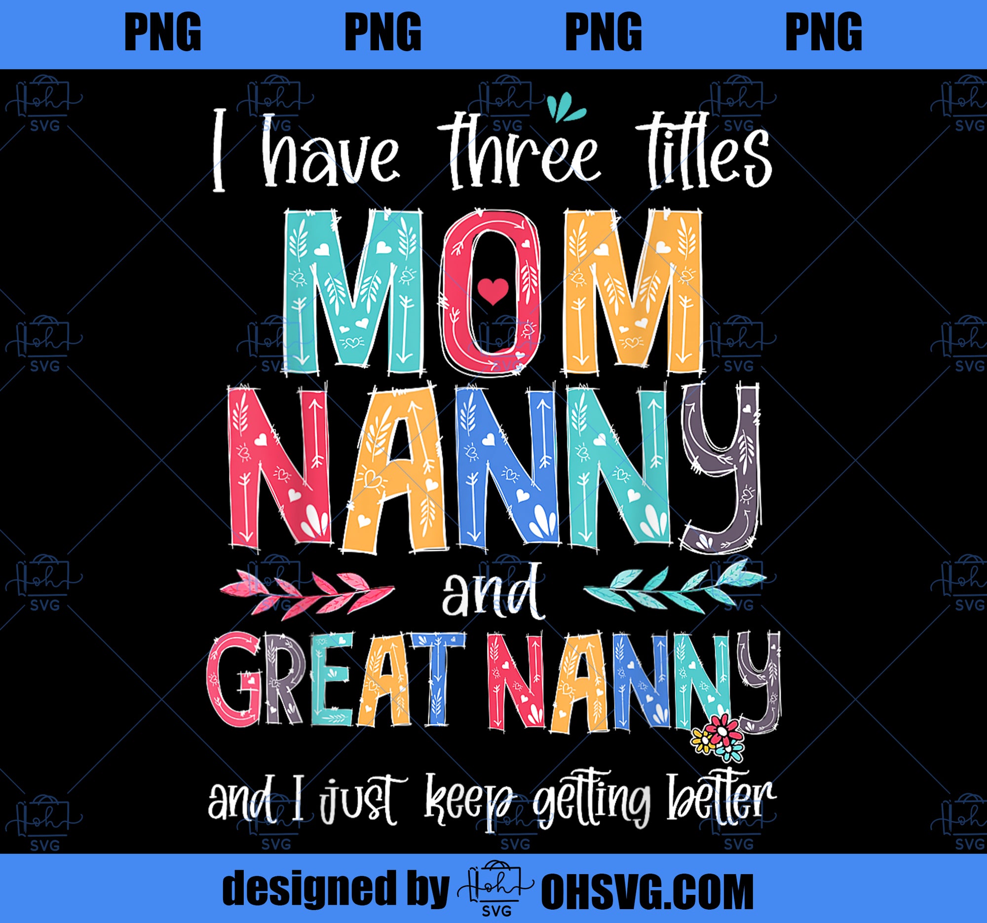 Mother_s Day I Have Three Titles Mom Nanny And Great Nanny PNG, Mom PNG, Mothers Day PNG