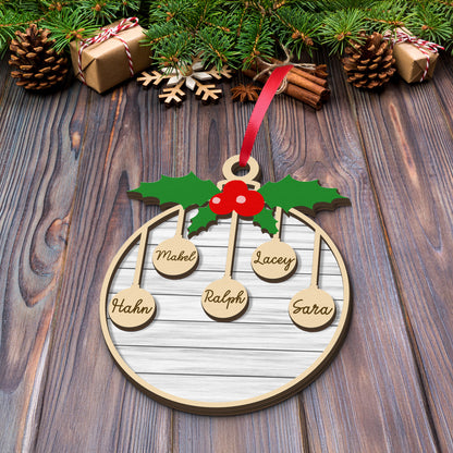 2025 Family Christmas Tree Ornament, Custom Wooden Family Christmas Ornament, Engraved Ornament, Christmas Gift, Personalized Holiday Ornament