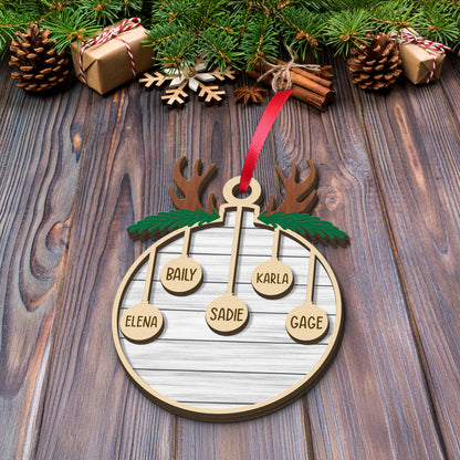 2025 Family Christmas Tree Ornament, Custom Wooden Family Christmas Ornament, Engraved Ornament, Christmas Gift, Personalized Holiday Ornament