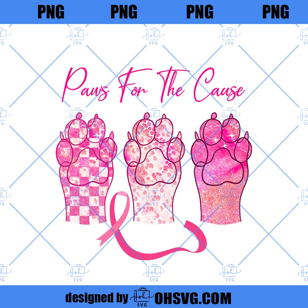 Paws For A Cause PNG, Breast Cancer Awareness, Pink Paw Print, Pet Cancer Awareness, Cancer Survivor