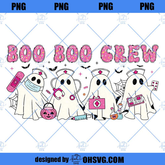Pink Halloween Nurse Ghost Boo Boo Crew PNG