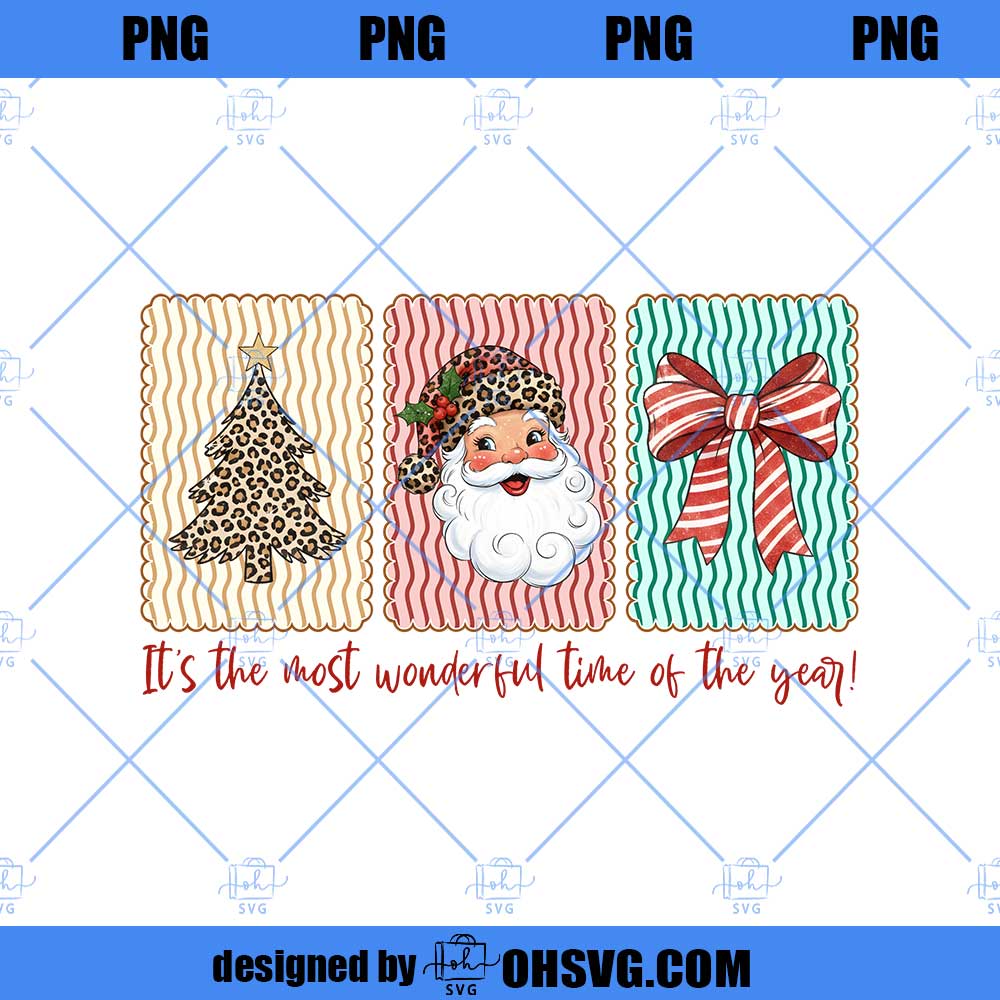 Preppy Christmas PNG, Retro It's the most wonderful time of the year PNG, Christmas Doodle Design