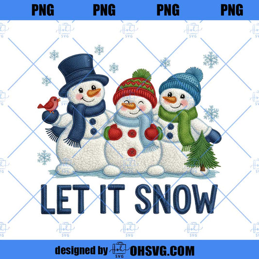 Preppy Let It Snow PNG, Yarn Crochet Christmas Snowman PNG, Cute Winter Holiday Design, Cozy Trendy Digital Download
