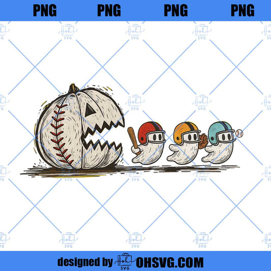 Retro Halloween Pumpkin Baseball Png
