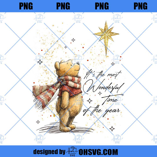 Retro Pooh Christmas PNG, Winnie The Pooh Christmas PNG, Disney Christmas Holiday PNG