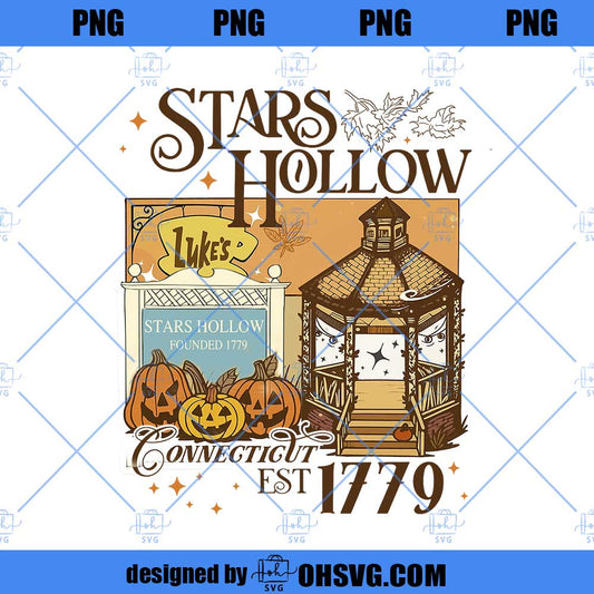Retro Stars Hollow PNG, Autumn Festival Pumpkin Season PNG, Gilmore Girls Thanksgiving Design, Cozy Vintage Fall Shirt PNG