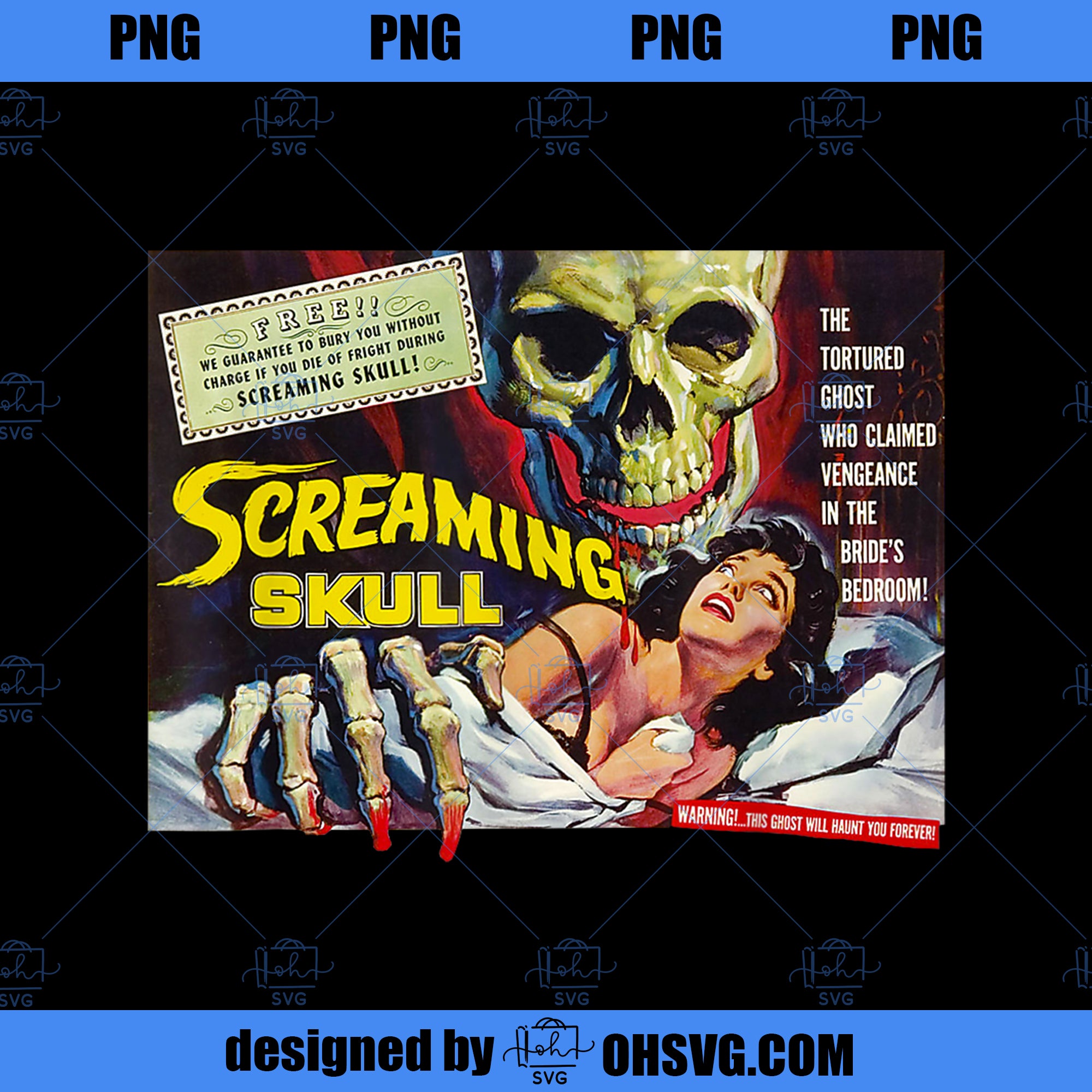 Retro Skeleton Skull Halloween Monster Poster Horror Movie PNG, Movies PNG, Horror Movie PNG