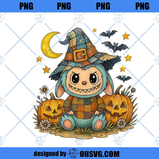 Retro Halloween Labubu Png, Trendy Labubu Spooky Season Png