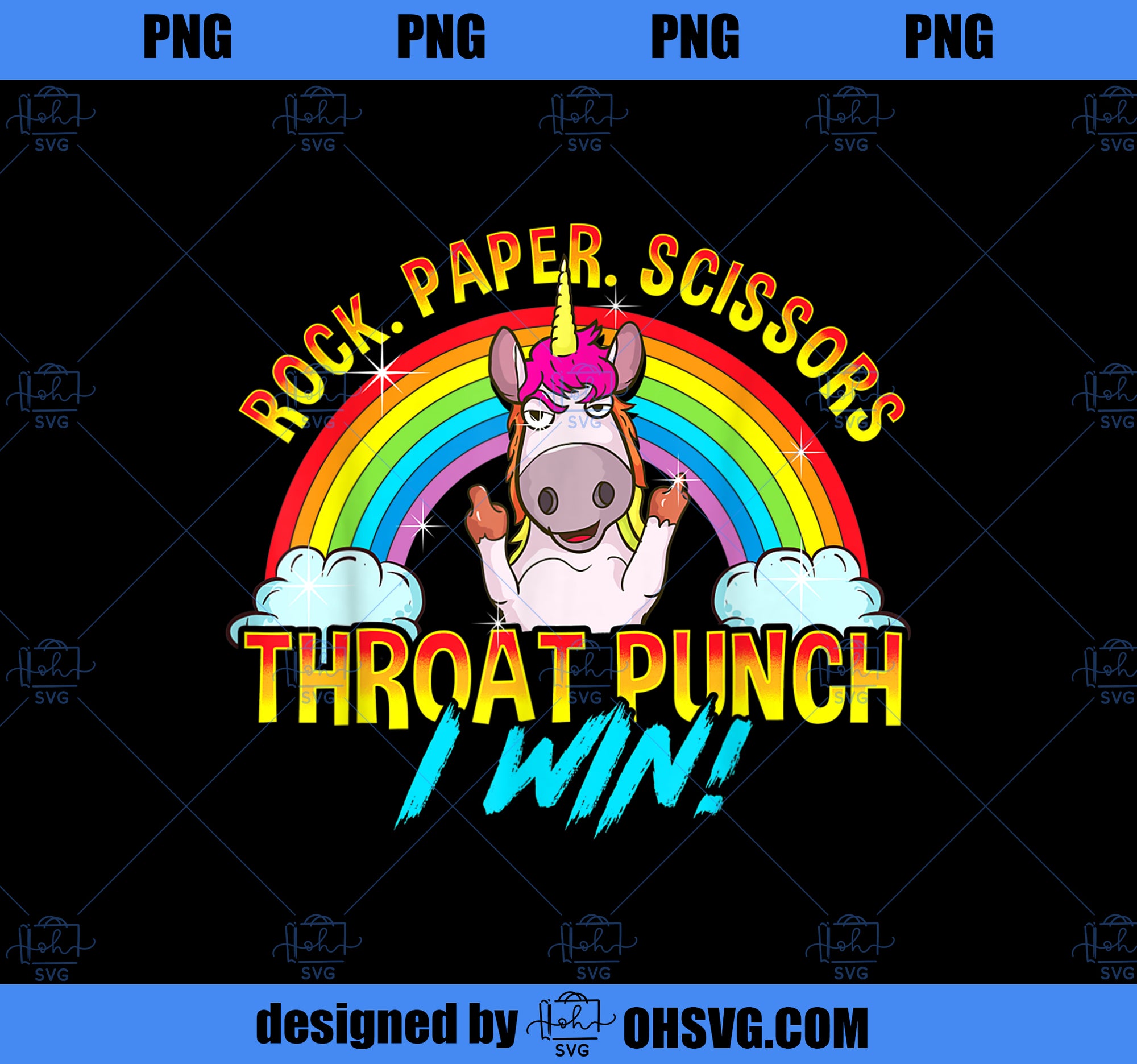 Rock Paper Scissors Throat Punch Unicorn I Win Shirt Unicorn PNG (1), Magic Unicorn PNG, Unicorn PNG