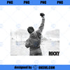 Rocky Fist Raise Grey Scale Movie Poster Raglan Baseball Tee PNG, Movies PNG, Rocky PNG