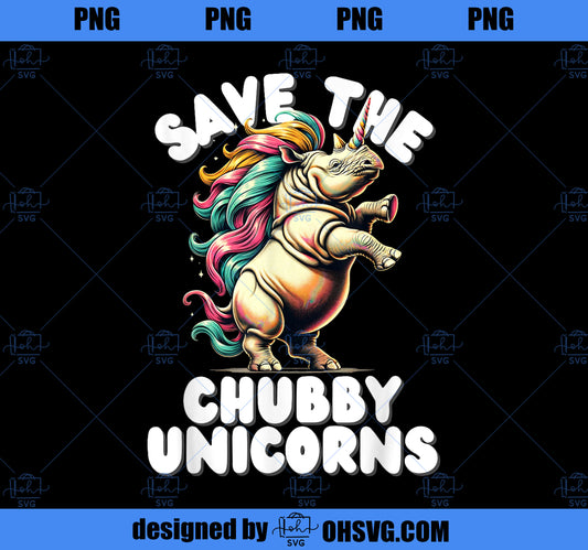 Save the Chubby Unicorn Rhino Colorful Funny Design PNG, Magic Unicorn PNG, Unicorn PNG