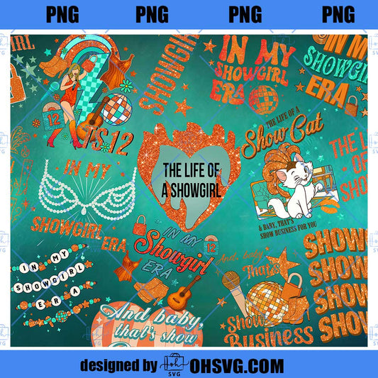 Showgirl For Fan Tumbler Wrap Png, Orange Show Girl 20 oz Tumbler Png Design For Concert, Country Music Fan Gift