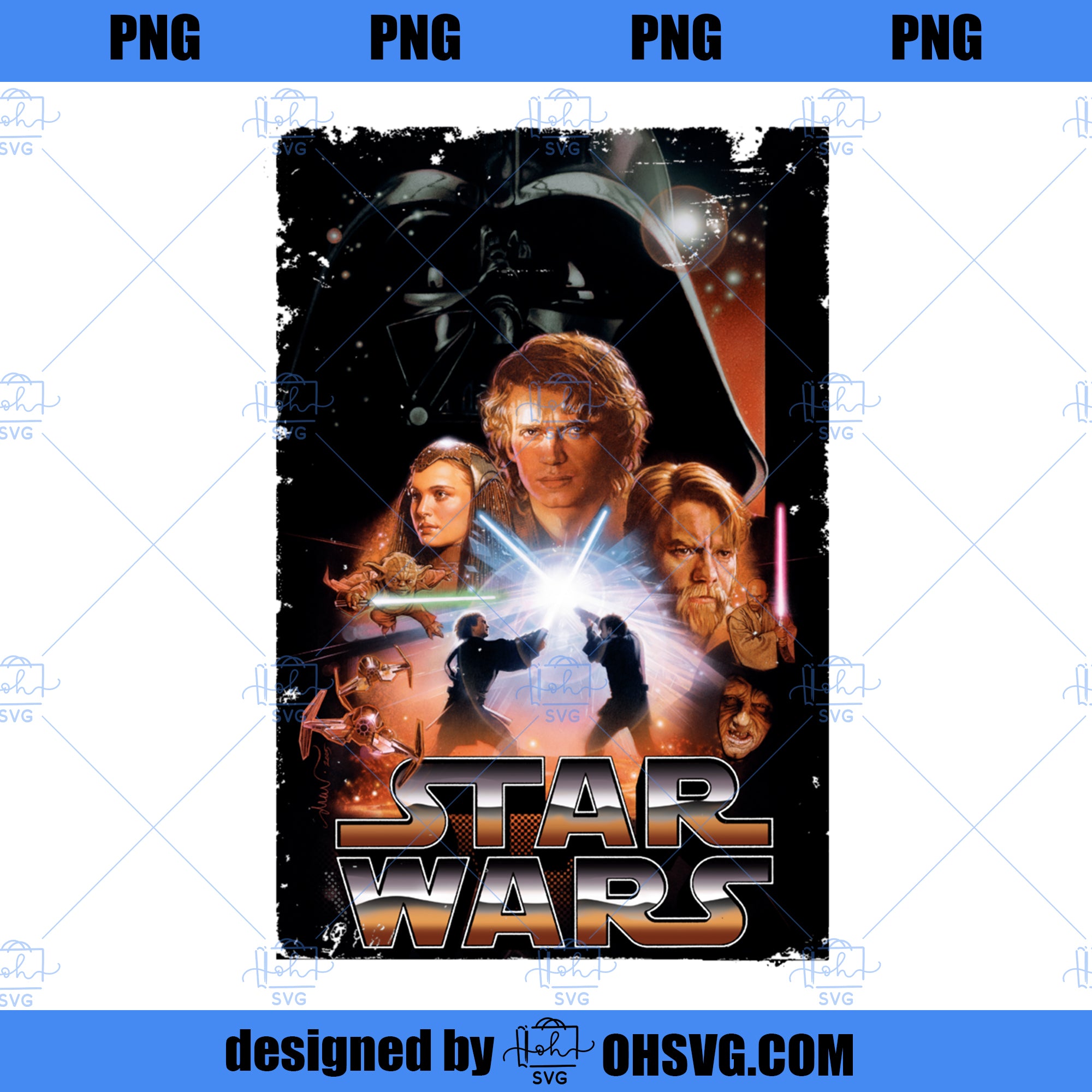 Star Wars Revenge Of The Sith Movie Poster Tee  PNG, Movies PNG, Star Wars PNG