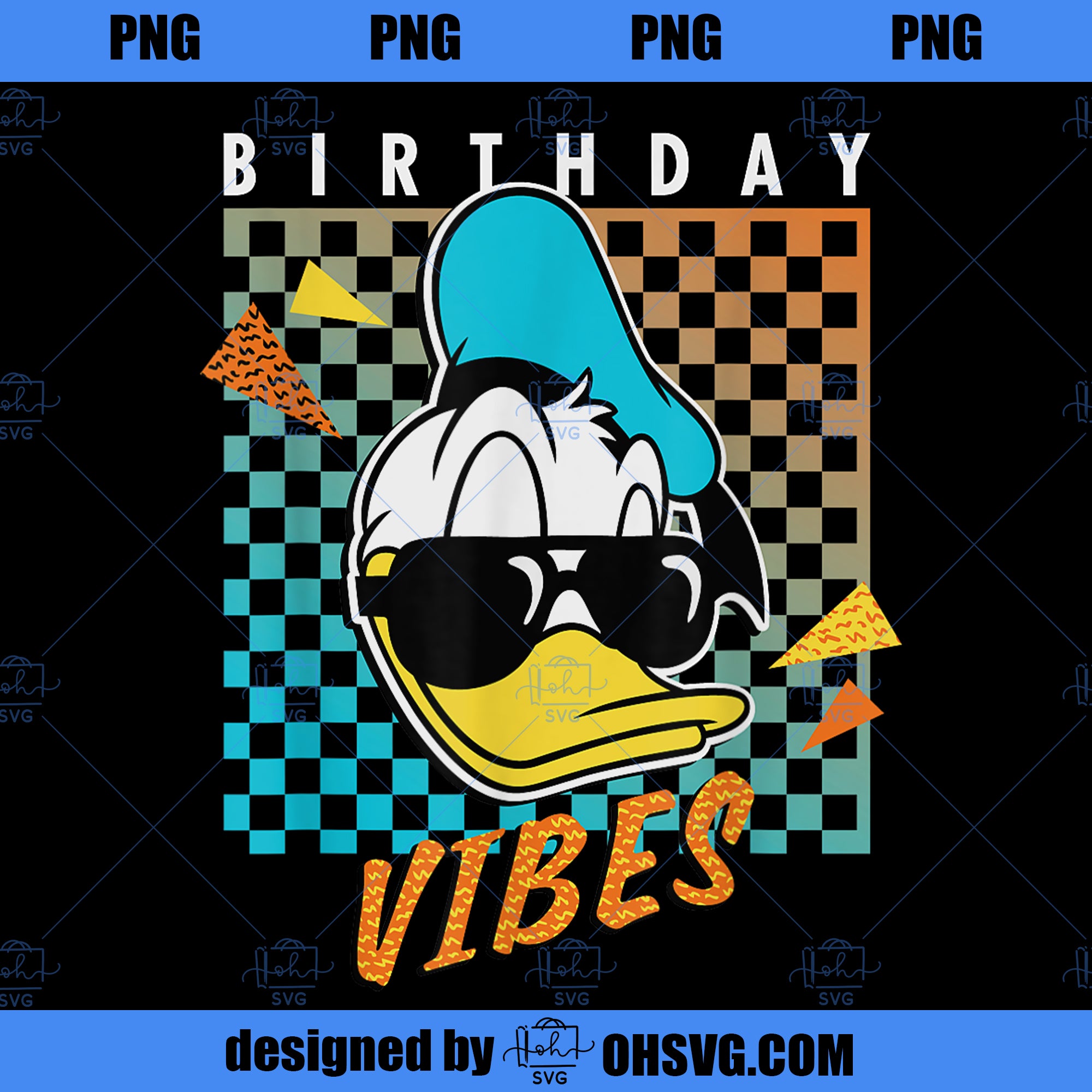 Disney Donald Duck Birthday Vibes 80s PNG, Disney PNG, Donald Duck PNG