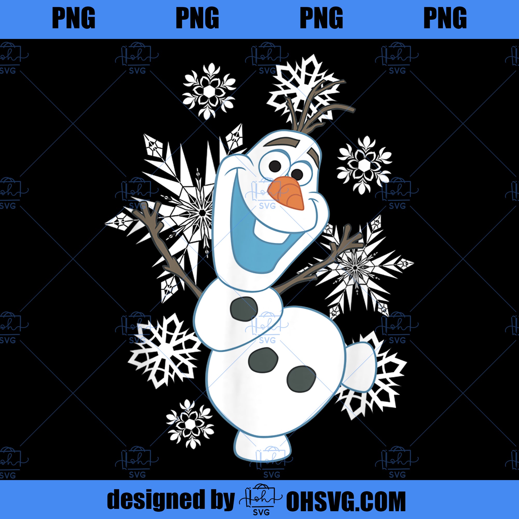 Disney Frozen Olaf Vintage Snowflake Magic Happy Portrait PNG, Disney PNG, Frozen Olaf PNG