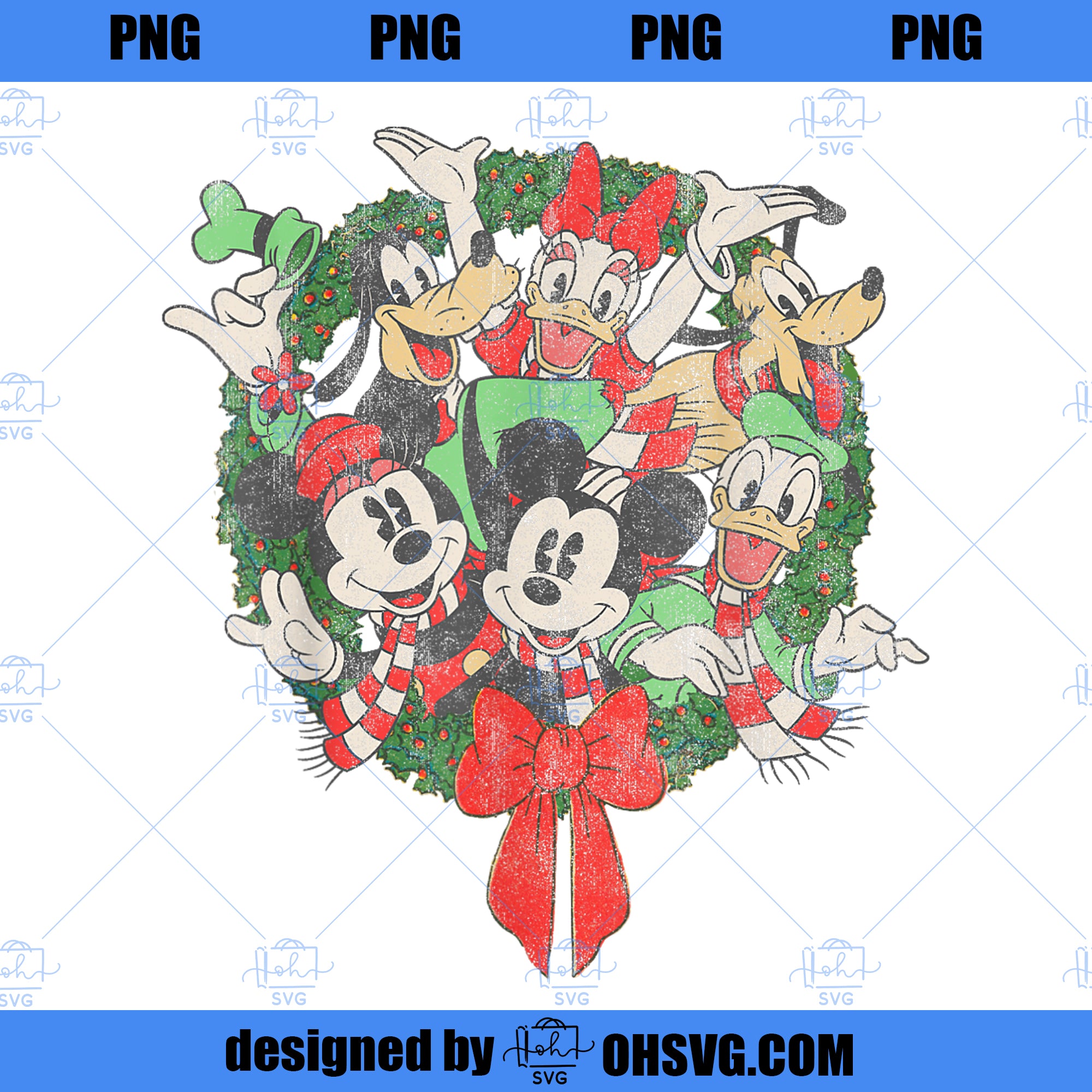 Disney Group Shot Christmas Wreath PNG, Disney PNG, Disney Christmas PNG