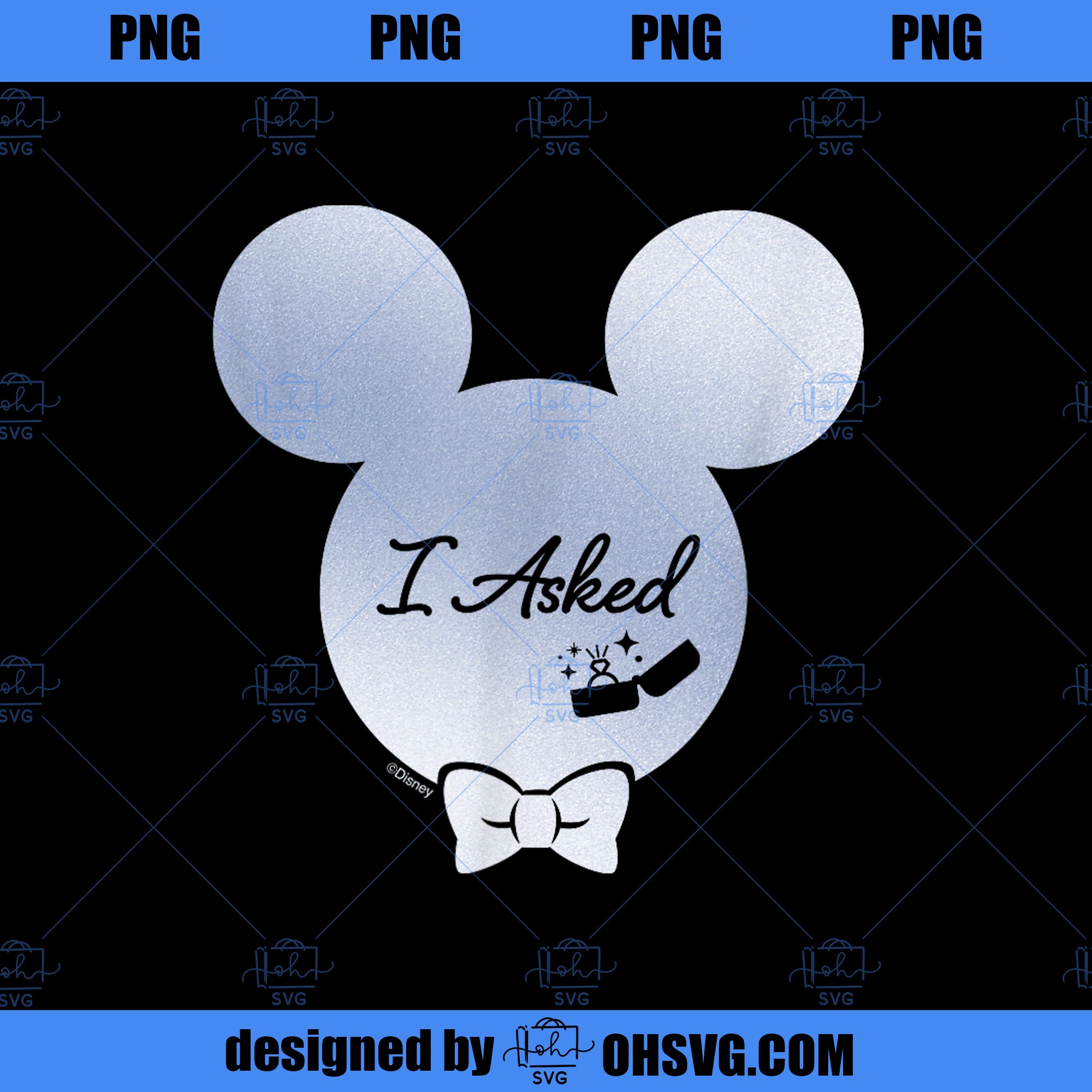 Disney I Asked Proposal Engagement Ring Bow Tie Mickey PNG, Disney PNG, Disney Mickey PNG