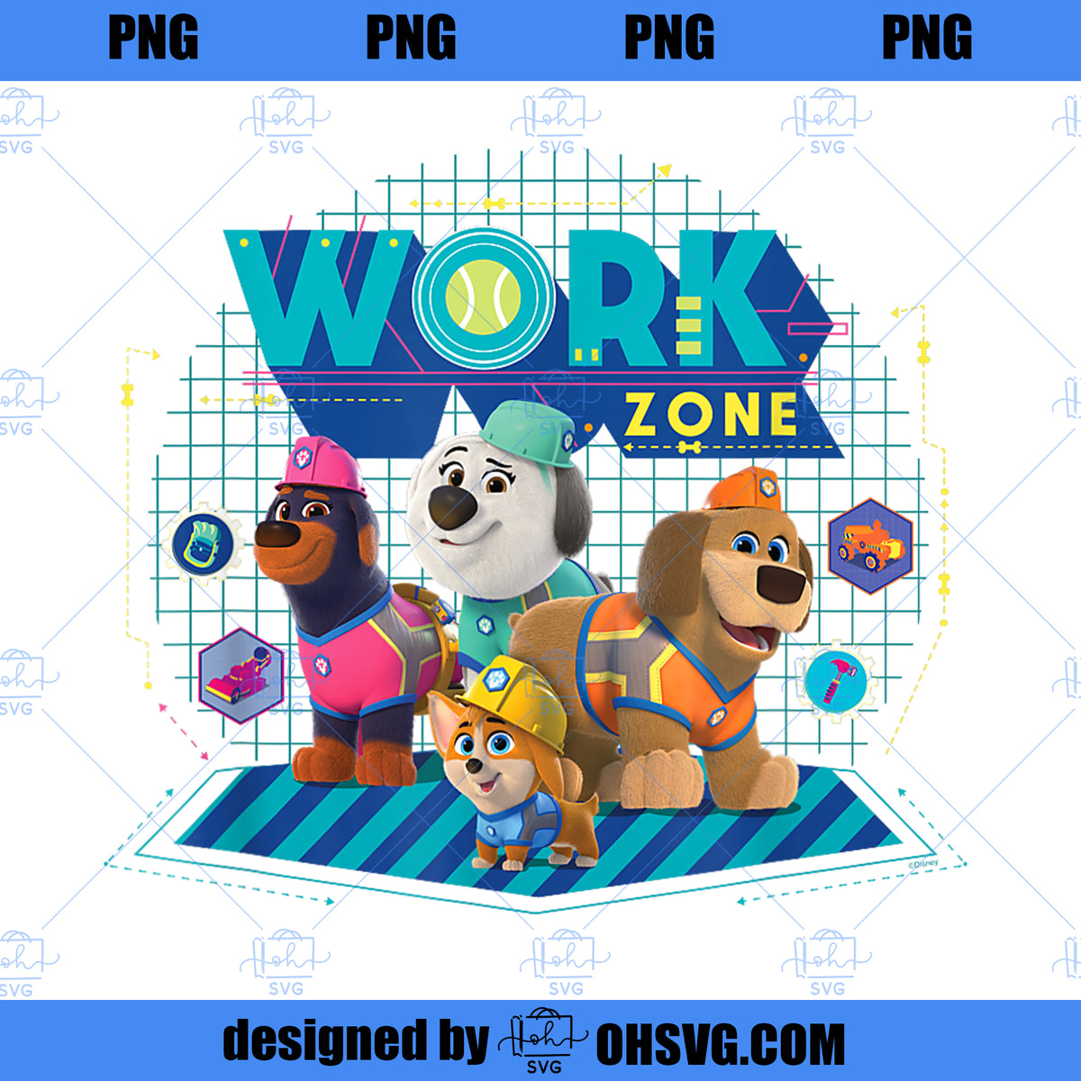 Disney Junior Pupstruction Work Zone Phinny Roxy Luna Tank PNG, Disney ...