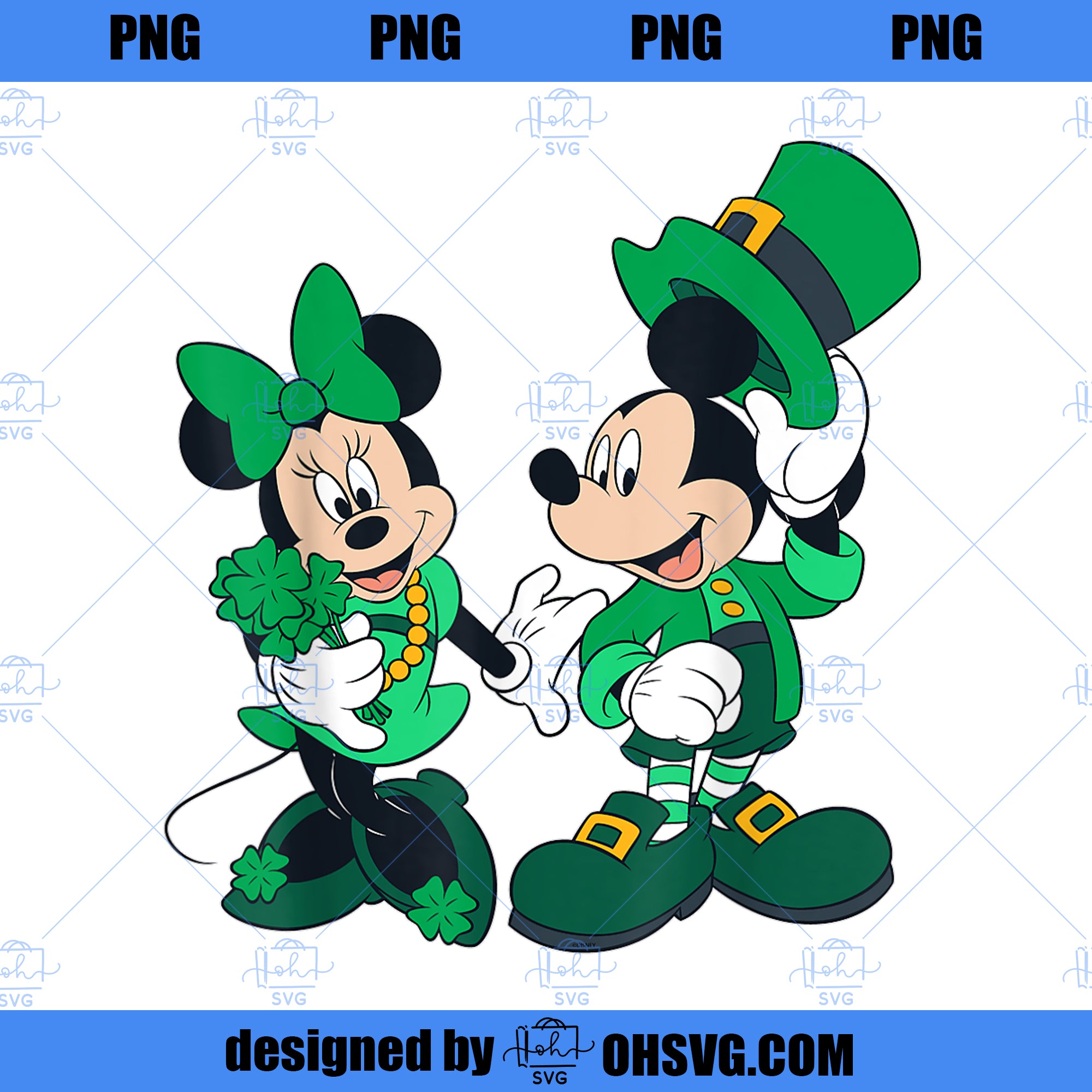 Disney Leprechaun Mickey Minnie Shamrock St.-Patricku2019s PNG, Disney PNG, Mickey Minnie PNG