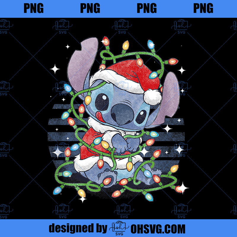 Disney Lilo Stitch Christmas Tangled Lights Portrait PNG, Disney PNG ...