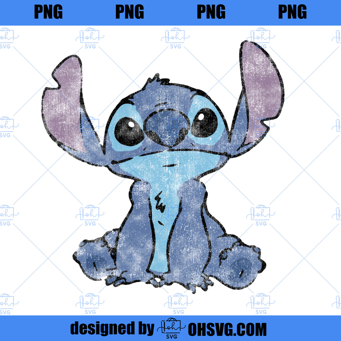 Disney Lilo Stitch Distressed Stitch Portrait PNG, Disney PNG, Disney ...
