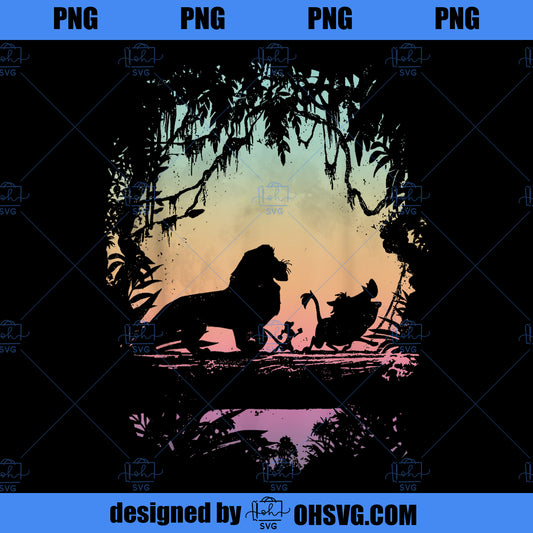 Disney Lion King Gradient Jungle Trio Graphic PNG, Disney PNG, Lion King PNG