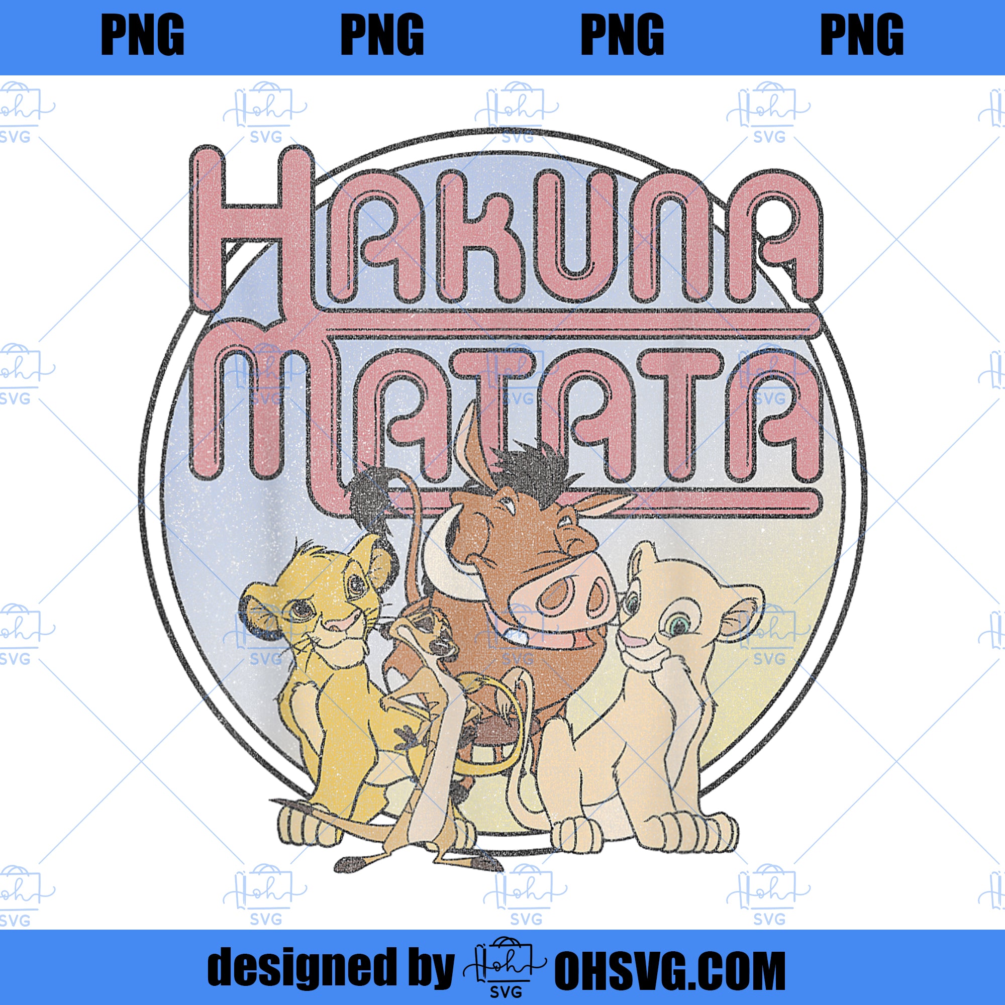 Disney Lion King Retro Hakuna Matata Simba And Friends PNG, Disney PNG, Lion King PNG