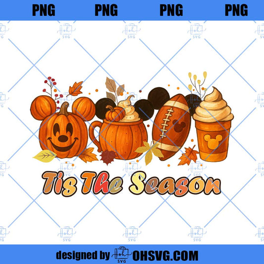 Tis The Season Png, Pumpkin Mouse And Friends Fall Football Png, Retro Halloween Png, Fall Pumpkin Png, Autumn Girly Png