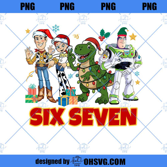 Toy Story Merry Christmas Svg, Toy Story Friends Design, Six Seven 6 7 Merry Christmas PNG - Trendy Shirt Design