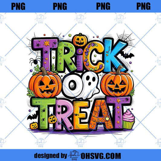 Trick or Treat Halloween Ghost Pumpkin PNG