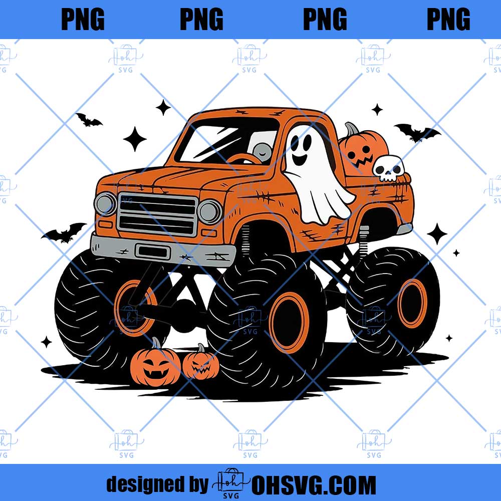 Truck Ghost Halloween PNG, Monster Truck PNG,  Ghost PNG, Spooky Season PNG