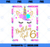 Unicorn 6th Birthday Girl Six years old Kids Gift PNG, Magic Unicorn PNG, Unicorn PNG