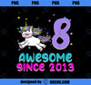 Unicorn 8th Birthday Girl Gift Love Funny Awesome Bday 8 yo PNG, Magic Unicorn PNG, Unicorn PNG