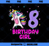 Unicorn 8th Birthday Girl Gift Love Funny Bday 8 Years Old PNG, Magic Unicorn PNG, Unicorn PNG