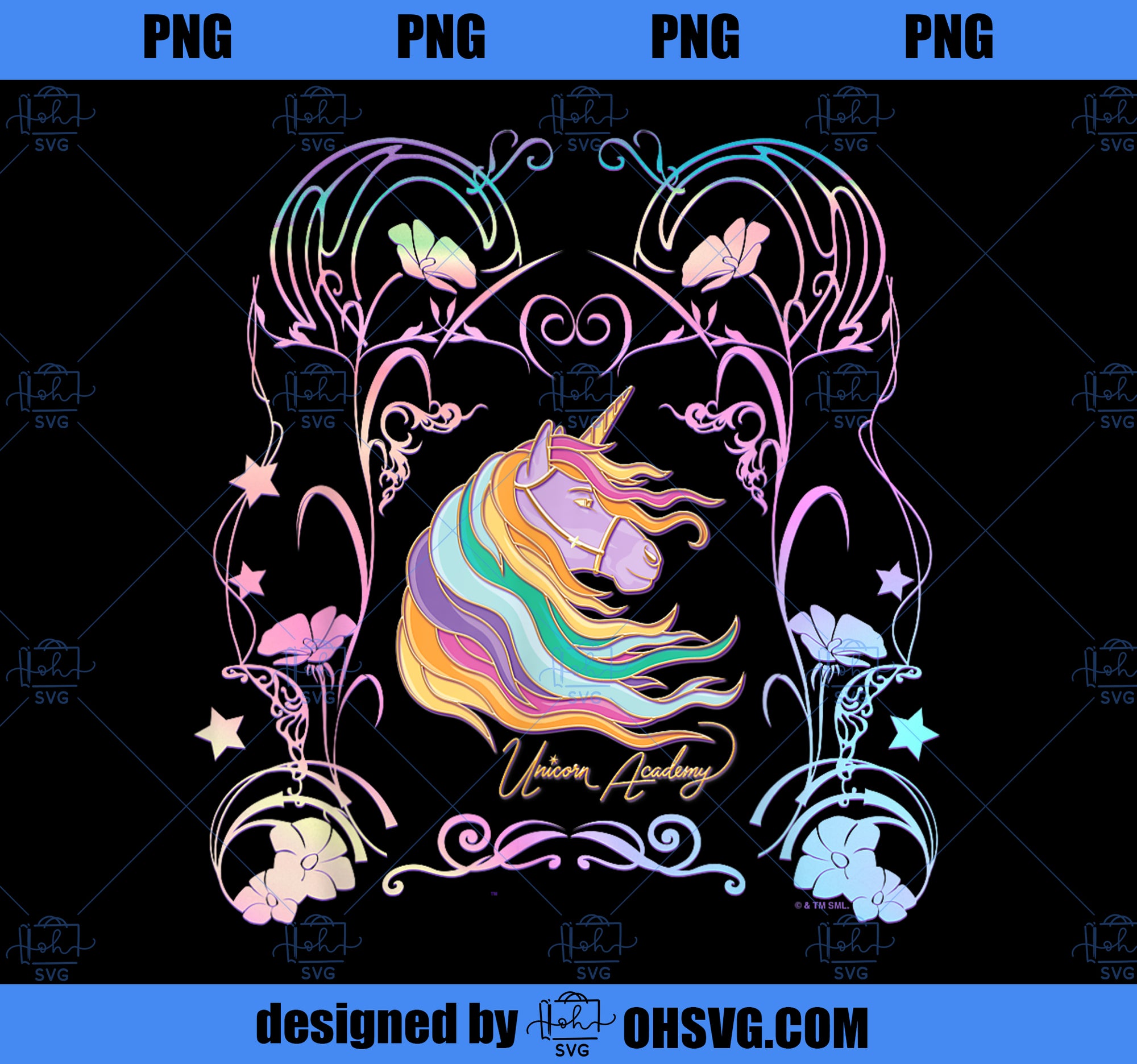 Unicorn Academy Enchanting Graphic Logo PNG, Magic Unicorn PNG, Unicorn PNG