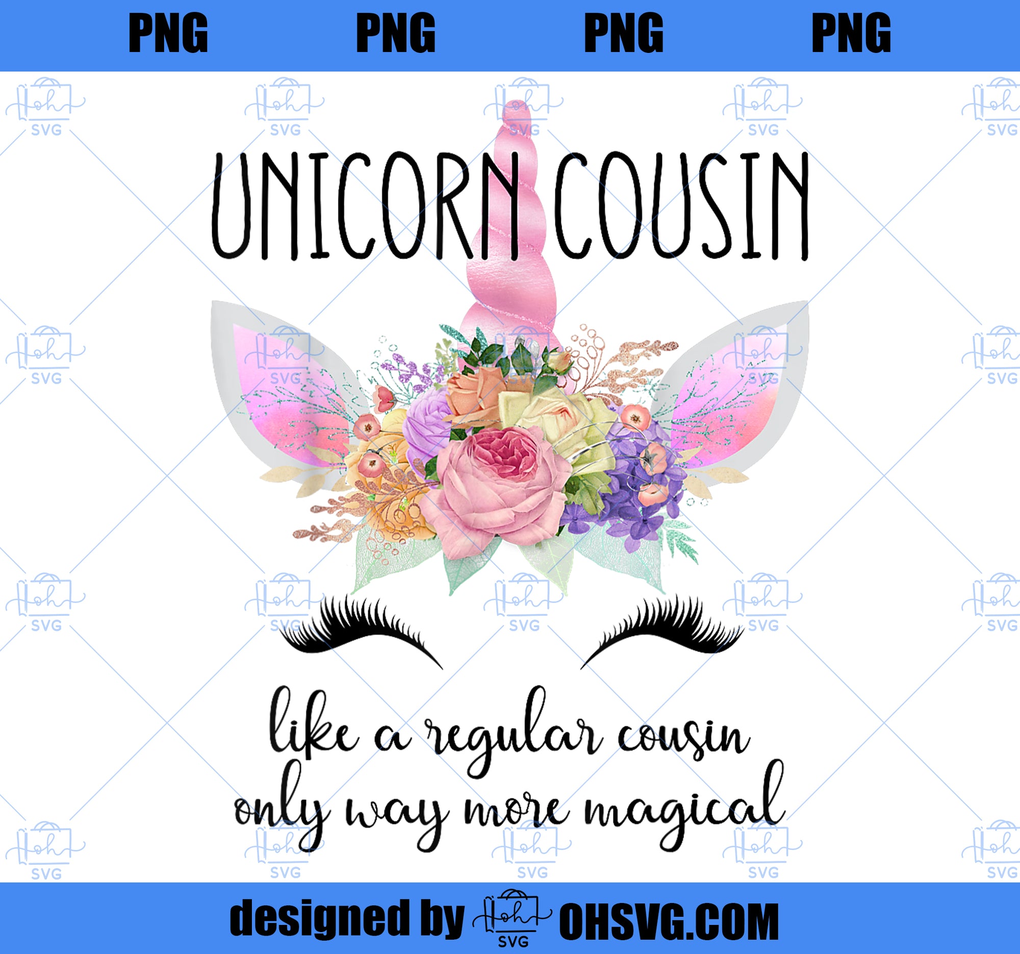 Unicorn Cousin of the Birthday Girl for Family Matching PNG, Magic Unicorn PNG, Unicorn PNG