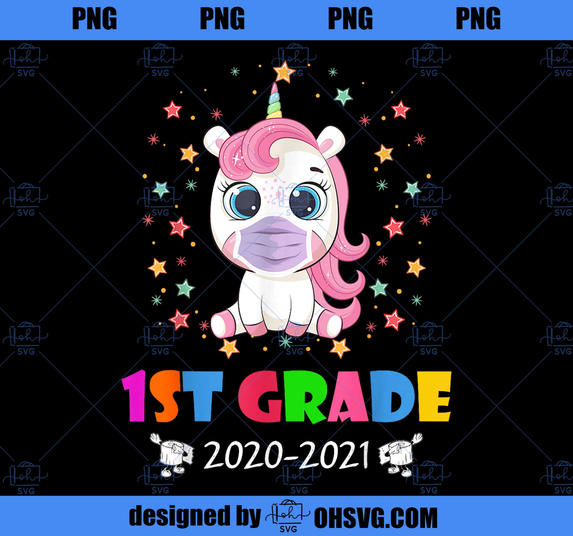 Unicorn Hello 1st Grade 2020 Quarantine Back To School Gift PNG, Magic Unicorn PNG, Unicorn PNG