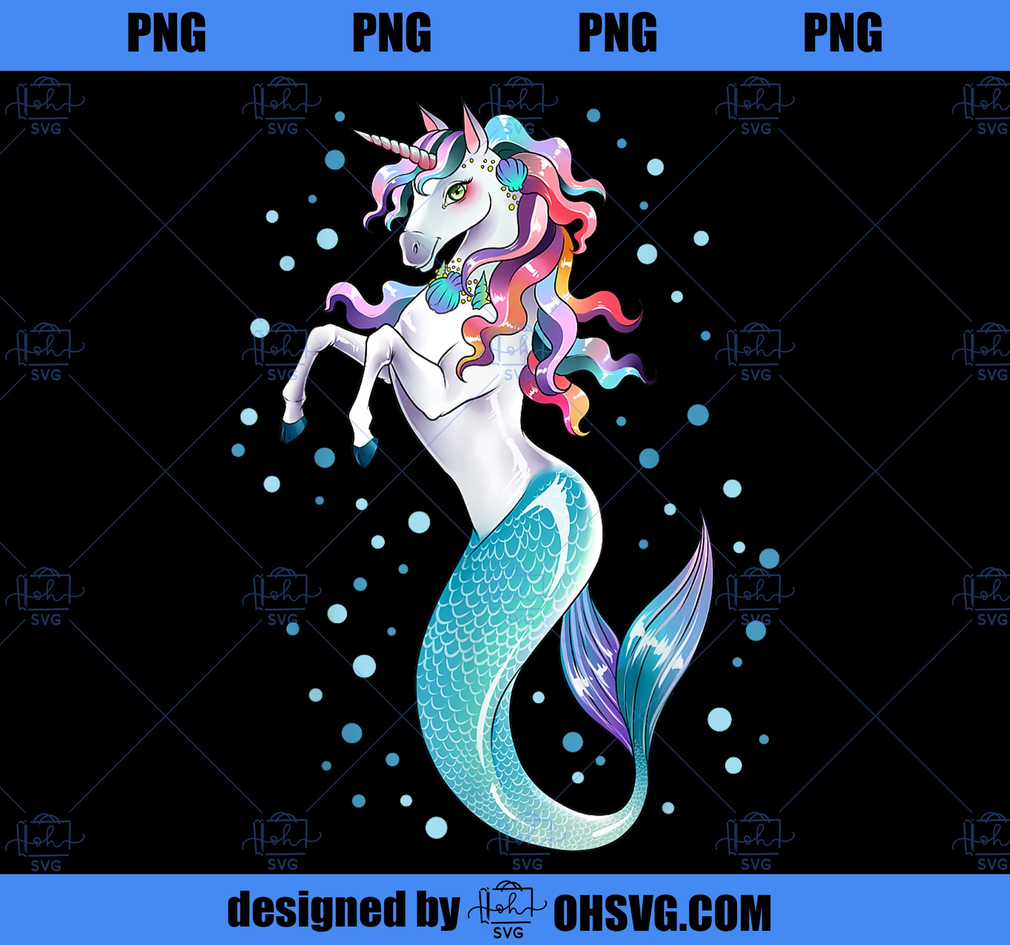 Unicorn Mermaid Mermicorn T Shirt Girls Kids Rainbow Gifts PNG, Magic Unicorn PNG, Unicorn PNG