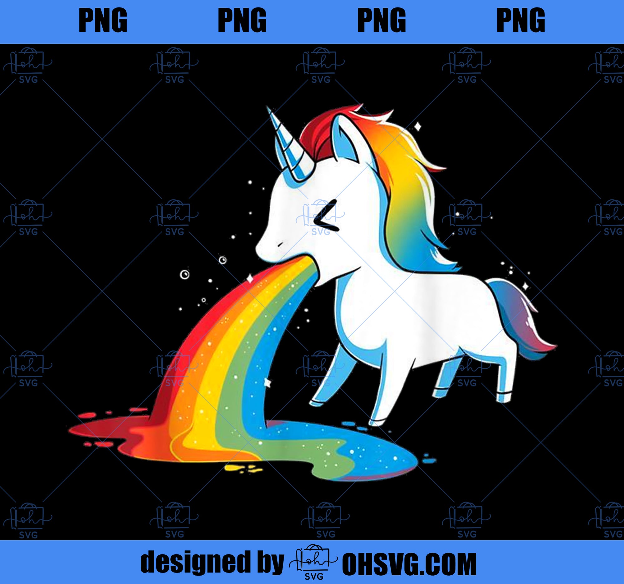 Unicorn Puking Rainbows Graphic T shirt Funny Rainbow Puke PNG, Magic Unicorn PNG, Unicorn PNG