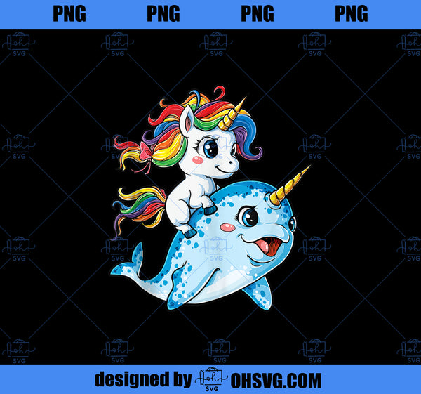 Unicorn Riding Narwhal Funny Women Rainbow Unicorns Squad PNG, Magic U ...
