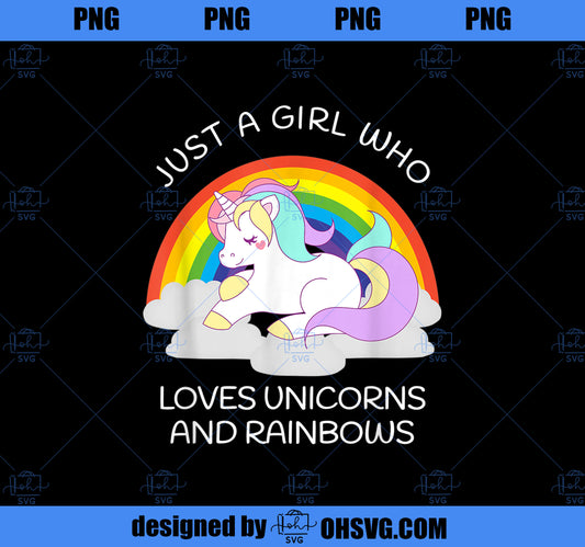 Unicorn Shirt Just a girl who loves Unicorns gift t shirt PNG, Magic Unicorn PNG, Unicorn PNG
