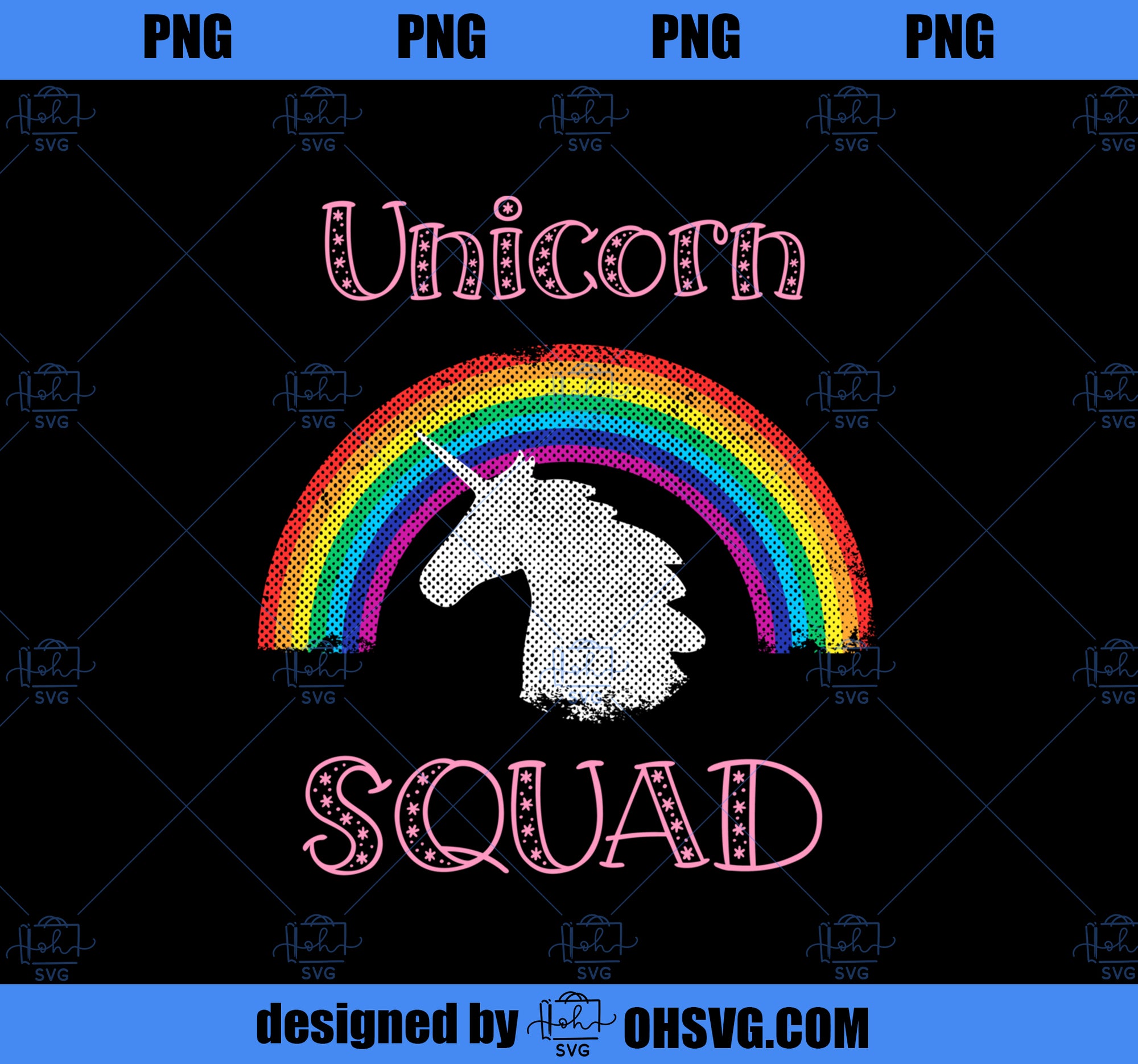Unicorn Squad Vintage Retro Rainbow  PNG, Magic Unicorn PNG, Unicorn PNG