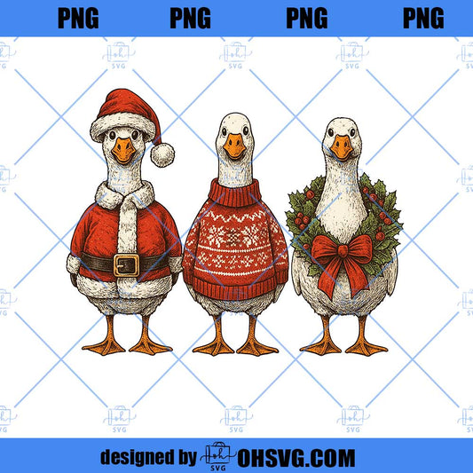 Vintage Christmas Goose Png, Christmas Png, Santa Goose Png