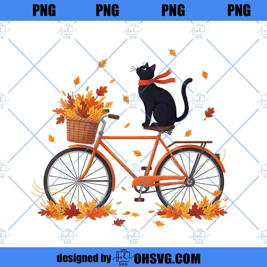 Vintage Fall Vibes Black Cat PNG, Retro Autumn Cat PNG