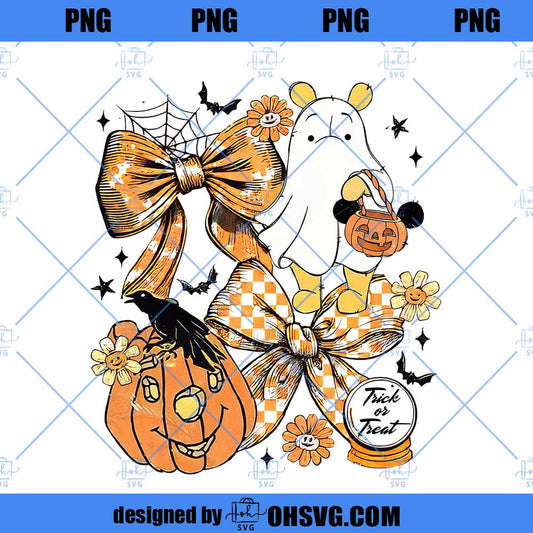 Vintage Halloween Pooh Ghost Coquette Png, Spooky Season Png